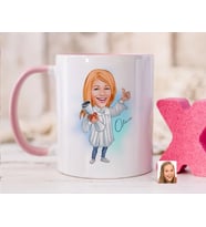 Bk Gift Kişiye Özel Mezun Karikatürlü Pembe Kupa Bardak-1, Sevgiliye Hediye, Arkadaşa Hediye