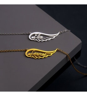 Kişiye Özel 925 Ayar Gümüş Melek Kanadı İsim Kolye (Gold)