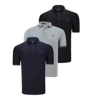 ÜÇLÜ SET T8586 DEWBERRY ERKEK T-SHIRT-SİYAH-LACİVERT-GRİ
