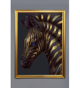 Zebra Figürlü Dijital Baskılı Kadife Kumaş Çerçeveli Tablo TBL0067 (Çok Renkli)