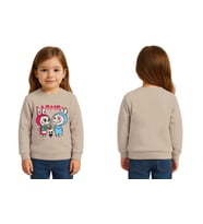 Unisex Labubu Baskılı Çocuk Swaetshirt 3 İplik Şardonlu (Taş)