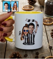 Kişiye Özel Karikatürlü Siyah Beyaz Taraftar Sevgiliye Hediye Kupa Bardak Sevgililer Günü Hediyesi