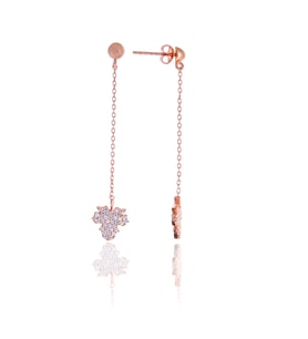 Çınar Tasarım Zirkon Taşlı Rose Kaplama Gümüş Kadın Küpe 201025100