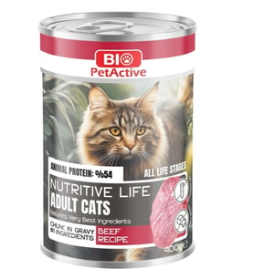 Bio PetActive Nutritive Life Sığır Etli  Kedi Konservesi 400 Gr