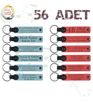 Gök Mavi & Nar Çiçeği, 56’li Set, Kişisel Yazılı Deri Hediyelik, Kafe Müşterilerine Küçük Sürpriz
