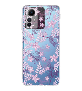 PrintiFy Xiaomi Redmi Note 12S Uyumlu Kamera Korumalı Floral Pudra Tasarımlı Şeffaf Kılıf