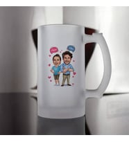 Kişiye Özel Seninle Her Zaman Varım Karikatürlü Bira Bardağı