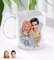 BK Gift Kişiye Özel Sevgililer Karikatürlü Beyaz Kupa Bardak-98