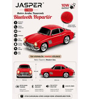 Jasper Jpr-1503 Kırmızı 10w Bluetooth Hoparlörlü Retro Araba Tasarım – Fm Radyo, Usb, Tf Kart, Aux V