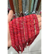 Mercan Taşı -Parlak Kırmızı Çift Delikli Silindir Kesim 5x14mm Dizi