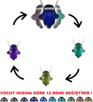 Renk Değiştiren Fatma Ana Eli His Taşı Kolye Çelik Zincirli bbk36 (Karışık)