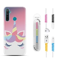 Realme 5i 5 Pro 6i 7 Pro 8 Kılıf Kablo Koruma Spiral Silikon Sweety Unicorn 1737