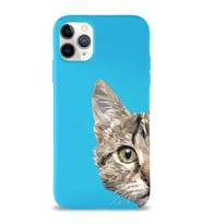 Apple iPhone 11 Pro Max Uyumlu Lansman Kılıf Catface Tasarımlı İçi Kadife Kapak-Mavi (Şeffaf)