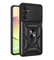 Samsung Galaxy M15 Kılıf Pars Lens Yüzüklü Silikon - Siyah