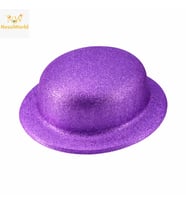 Mor Simli Melon Şapka İnce Plastik Glitter Yetişkin Parti Şapkası