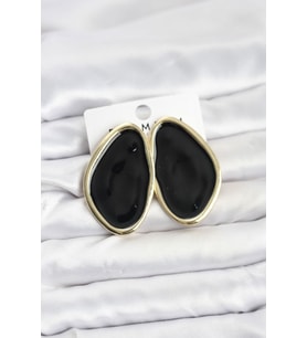 Pirinç Siyah Mineli Damla Model Vintage Plaka Kadın Küpe