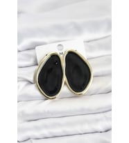 Pirinç Siyah Mineli Damla Model Vintage Plaka Kadın Küpe