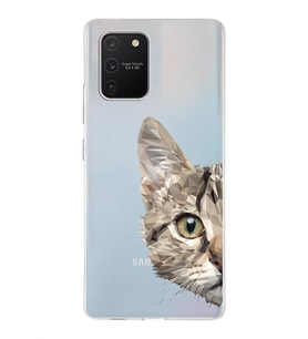 Samsung Galaxy S10 Lite Uyumlu Kapak Catface Tasarımlı Şeffaf Silikon Kılıf