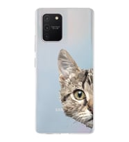 Samsung Galaxy S10 Lite Uyumlu Kapak Catface Tasarımlı Şeffaf Silikon Kılıf