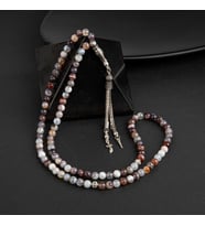 Botswana Akiği Doğal Taş Tesbih 99luk - 6mm (Çok Renkli)