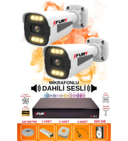 FURY 2 li Sesli 6 Warm Led Gece Renkli Görüş Su Geçirmez Güvenlik Kamerası Seti 320GB