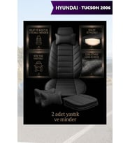 hyundai tucson 2006 Koltuk ve Kılıf uyumlu Lüks Yastık Minder Siyah 2 Minder 2 Yastık