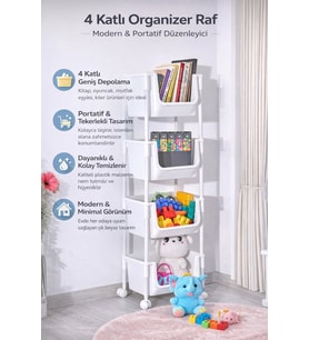 4 Katlı Tekerlekli Çok Amaçlı Organizer, Pratik ve Şık Düzenleyici