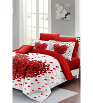 Red Love 3d Pamuk Saten %100 Pamuk Çift Kişilik Nevresim Takımı
