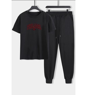 Unisex Philadelphia Baskılı 2'li Eşofman Takımı (Siyah)