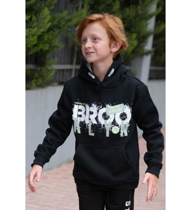 Breeze Erkek Çocuk Yazı Baskılı Sweatshirt 9-16 Yaş, Siyah