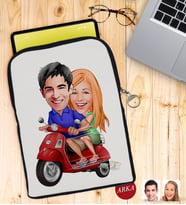 BK Gift Kişiye Özel Sevgililer Karikatürlü Taşınabilir Koruyucu Tablet Kılıfı & Organizer Çanta - Siyah-10