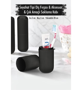 Siyah Seyahat Tipi Diş Fırçası & Aksesuar Kutusu & Çok Amaçlı Saklama Kabı