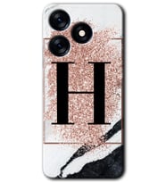 Tecno Spark 10C Kılıf HD Desen Baskılı Kılıf - Pembe Mermer Desenli H Harfi