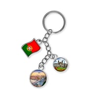 Portekiz Üçlü Epoksi Metal Çift Taraflı Damla Anahtarlık Portugal (Çok Renkli)
