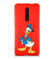 Xiaomi Mi 9T Pro Soft Premier Kapak Donald Duck-C Tasarımlı Silikon Kılıf - Kırmızı (Şeffaf)
