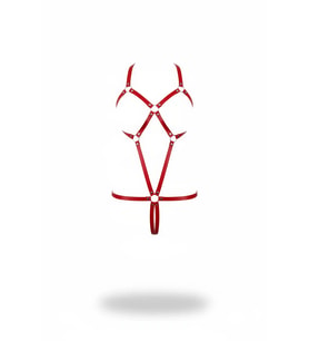 Mulvxbrf Brf02 Kırmızı Body Harness Deri Metal Halkalı Vücut Aksesuarı - Brf240 (Mulvix)