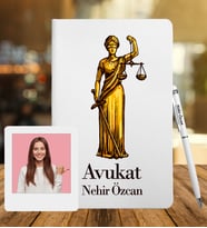 Kişiye Özel Avukat Tasarımlı Deri Deri Defter + Ahşap Çerçeve Hediye 777