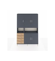 Arges Dolap 7 Raflı 4 Çekmeceli 5 Kapaklı 132x30x195 Antrasit-Antrasit/Çam