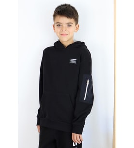 Breeze Erkek Çocuk Sweatshirt Armalı Kolu Cepli Fermuarlı 9-14 Yaş, Siyah
