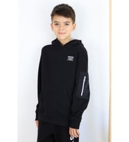 Breeze Erkek Çocuk Sweatshirt Armalı Kolu Cepli Fermuarlı 9-14 Yaş, Siyah