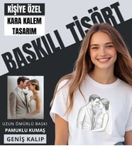 Kişiye Özel Karakalem Resim Baskılı Tişört