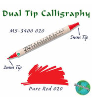 Zig Calligraphy Çift Uçlu Kaligrafi Kalemi 2 mm + 5 mm 020 Pure Red 
