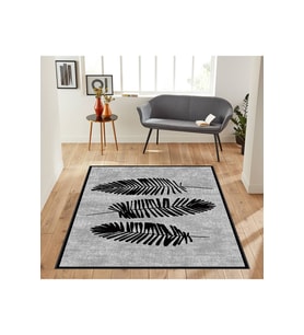 Rovigo Home Dijital Baskı Yıkanabilir Kaymaz Taban Salon Halısı RVG1861-SM185 (Gri)