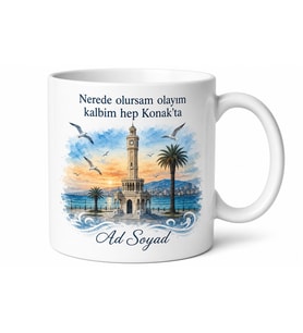 Konak Temalı Memleket Kupası Özel Baskılı Porselen Kupa Bardak Hediye