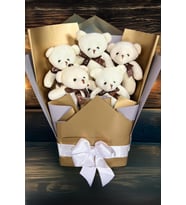 Sole Sevgiliye Özel Dore-Gümüş Konsept Romantik Peluş Ayıcık Buketi (Kırmızı)