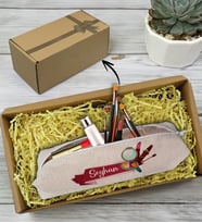 BK Gift Kişiye Özel İsimli Kalemlik Keten Makyaj Çantası-5, Anneler Günü Hediyesi, Doğum Günü Hediyesi, Sevgiliye Hediye