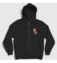 Presmono Unisex Siyah Roses And Skulls Fermuarlı Kapüşonlu Sweatshirt 353770tt