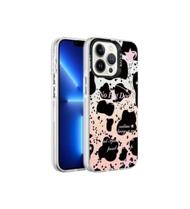 Apple iPhone 13 Pro Max Uyumlu Kılıf Mermer Desenli Zore Marbello Kapak (Siyah - Beyaz)