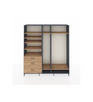 Hyperion Dolap 9 Raflı 3 Çekmeceli 3 Askılı 220x44x243 Antrasit-Çam/Çam