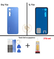 Infinix Hot 60 Pro Mavi Uyumlu Arka Kapak + Yapıştırıcı ve Vida Seti Arka Cam Batarya Pil Kapağı
